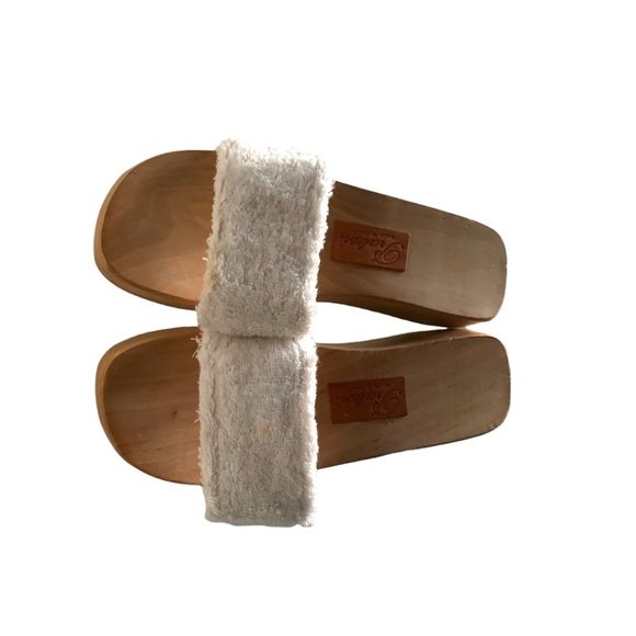 PRATESI Wooden White Terry Clog Slides - Picture 10 of 12